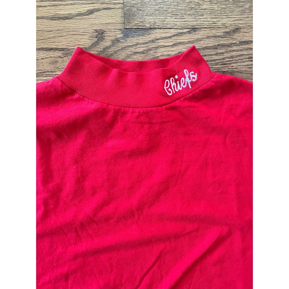 Vintage Logo Athletic Kansas City Chiefs Mock Neck Long Sleeve Red Shirt Mens L